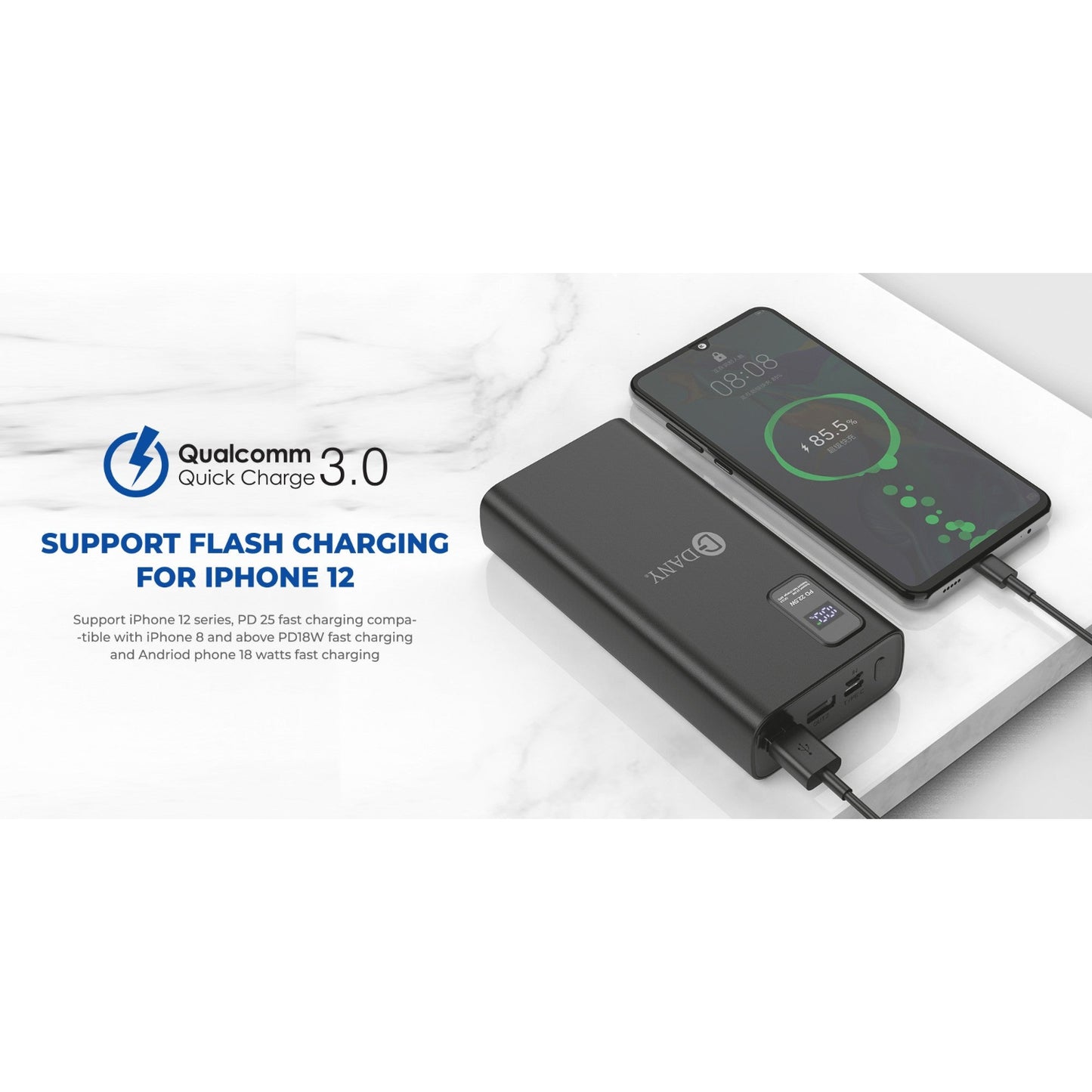 Titan T-100 20000mAh Compact Power Bank | Quick Charge Technology | High Capacity