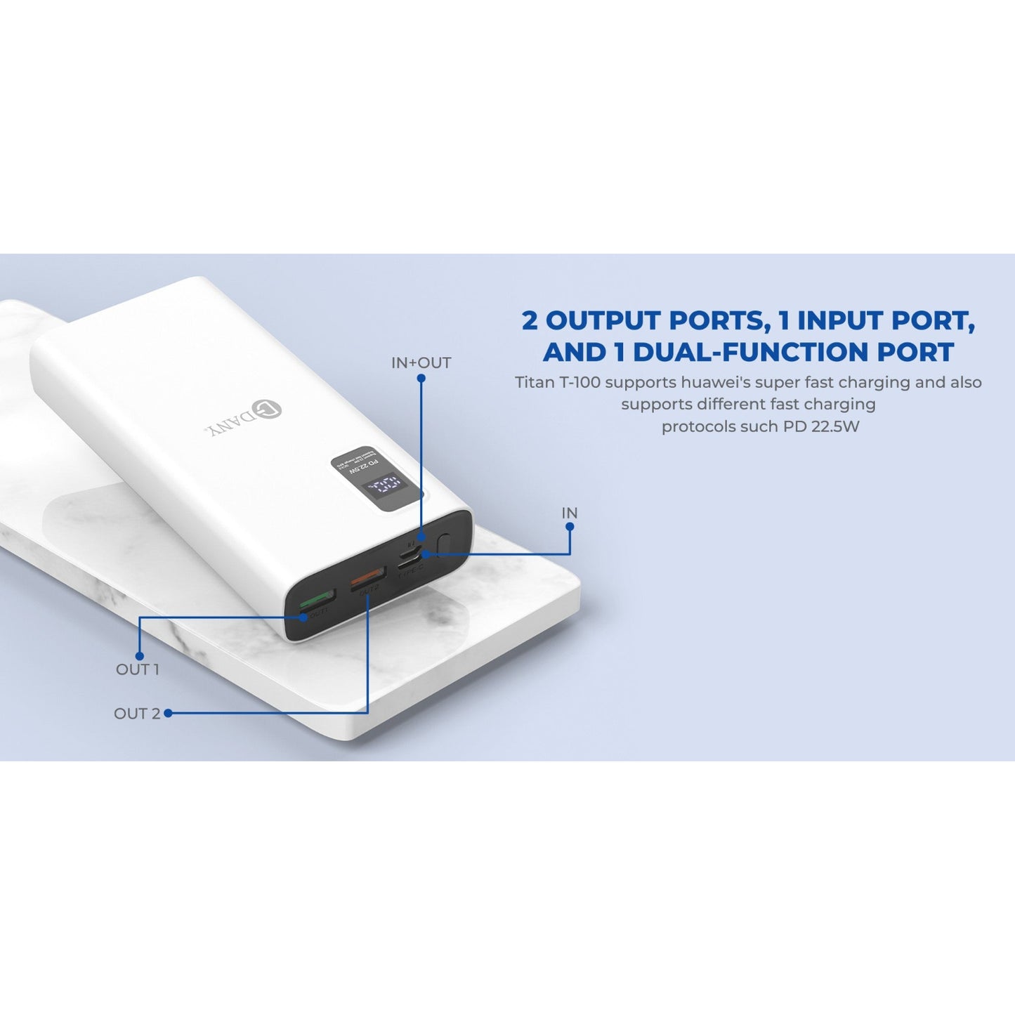 Titan T-100 20000mAh Compact Power Bank | Quick Charge Technology | High Capacity