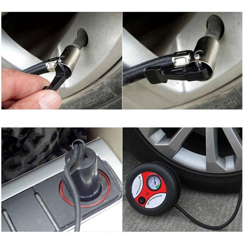 DC 12V Portable Electric Air Pump & Tire Pressure Monitor for Cars & Bikes