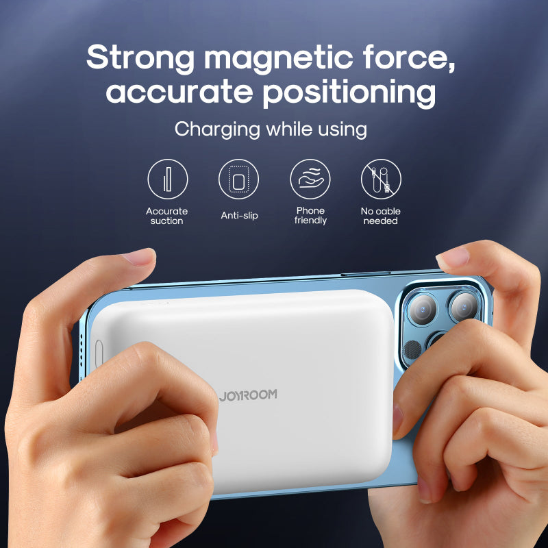 Joyroom JR-W020 10,000mAh Magnetic Wireless Power Bank (Black) – MagSafe Compatible, Seamless Charging Experience