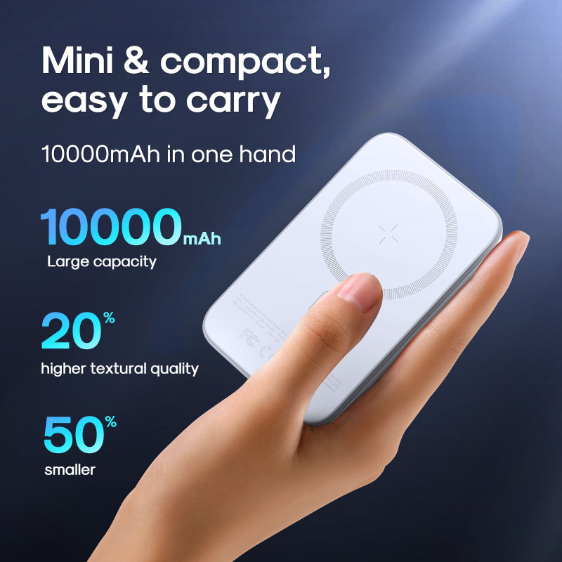 Joyroom JR-W020 10,000mAh Magnetic Wireless Power Bank (Black) – MagSafe Compatible, Seamless Charging Experience