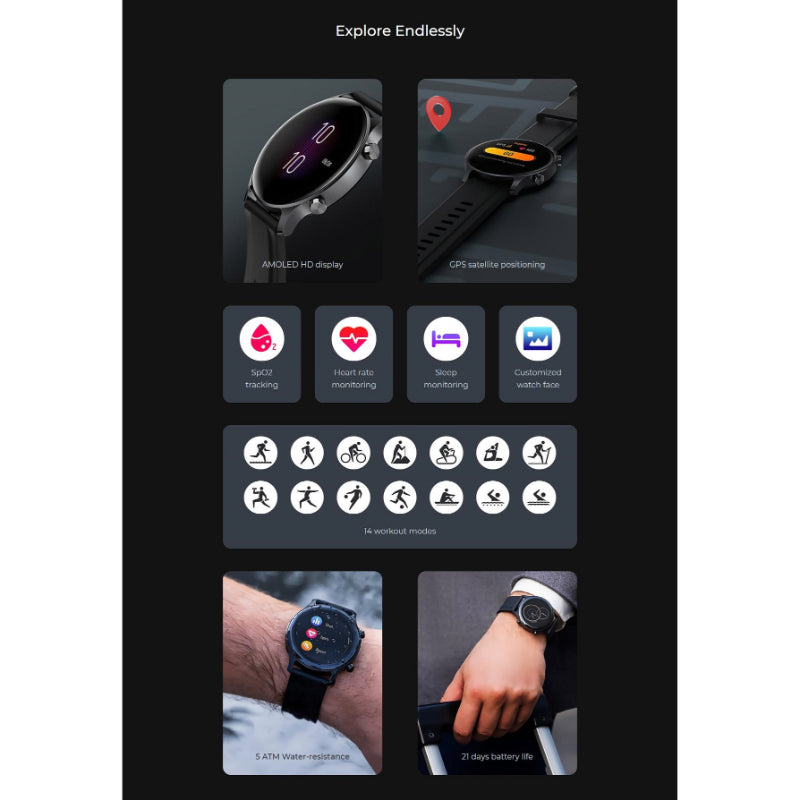 Haylou RS3 Smartwatch – 1.2″ AMOLED Display | GPS | 5ATM Waterproof | Ultimate Fitness & Health Companion