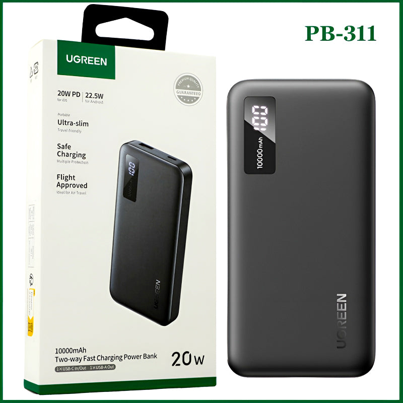 UGREEN PB311 10000mAh 20W Portable Power Bank – Two-Way Fast Charging & Advanced Safety