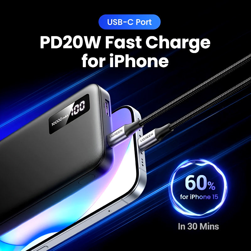 UGREEN PB311 10000mAh 20W Portable Power Bank – Two-Way Fast Charging & Advanced Safety