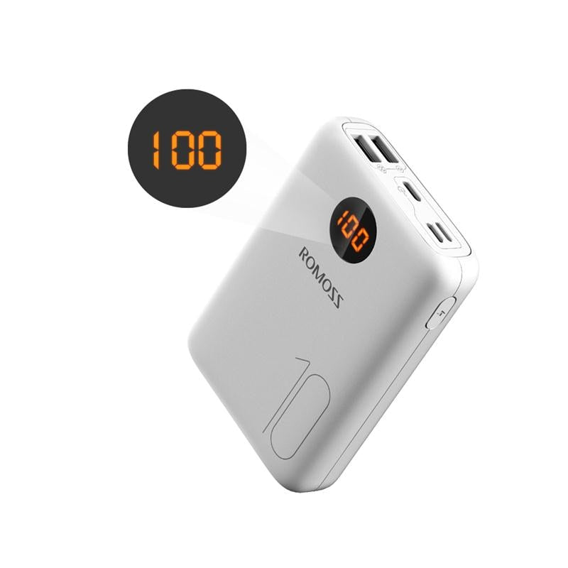 ROMOSS 10000mAh Power Bank | Double USB Port | Travel-Size Portable Smartphone Charger