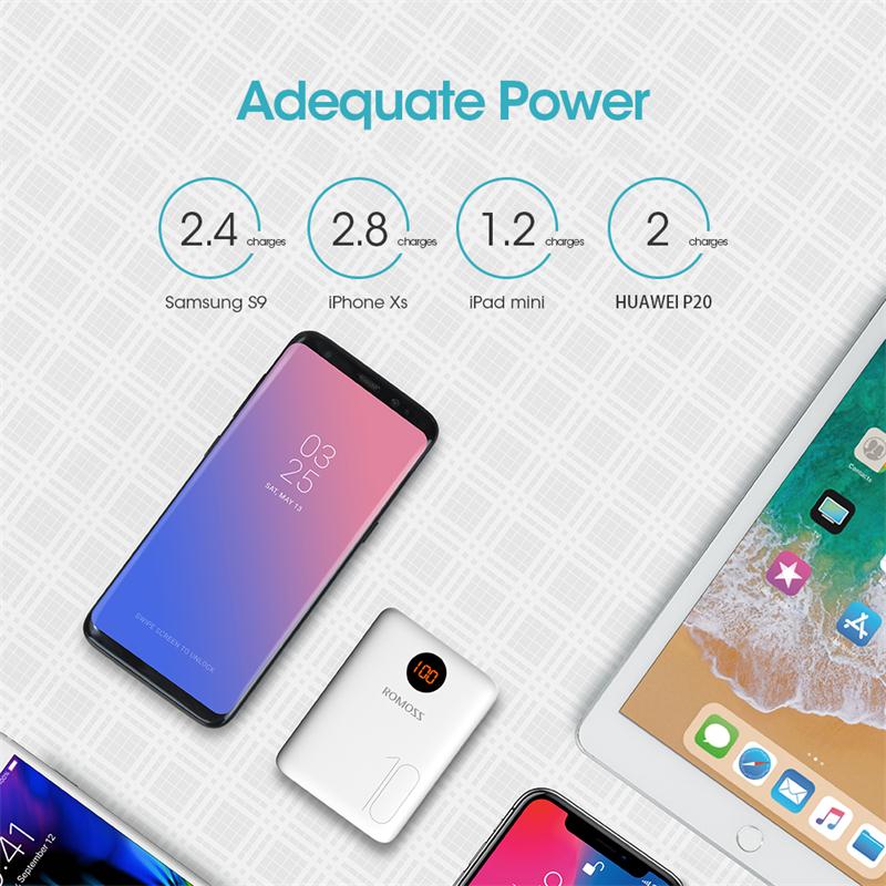 ROMOSS 10000mAh Power Bank | Double USB Port | Travel-Size Portable Smartphone Charger