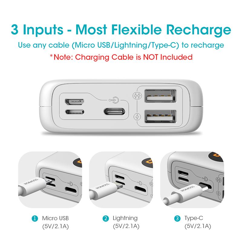 ROMOSS 10000mAh Power Bank | Double USB Port | Travel-Size Portable Smartphone Charger