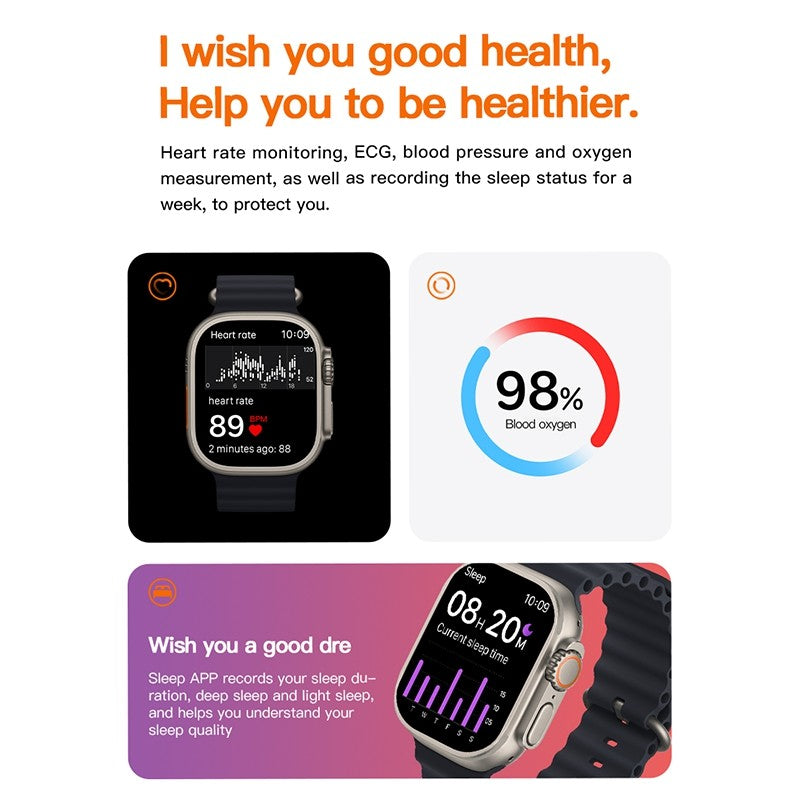 T800 Ultra Smart Watch – 1.99” Big Display | Series 8 Design | Full Touchscreen