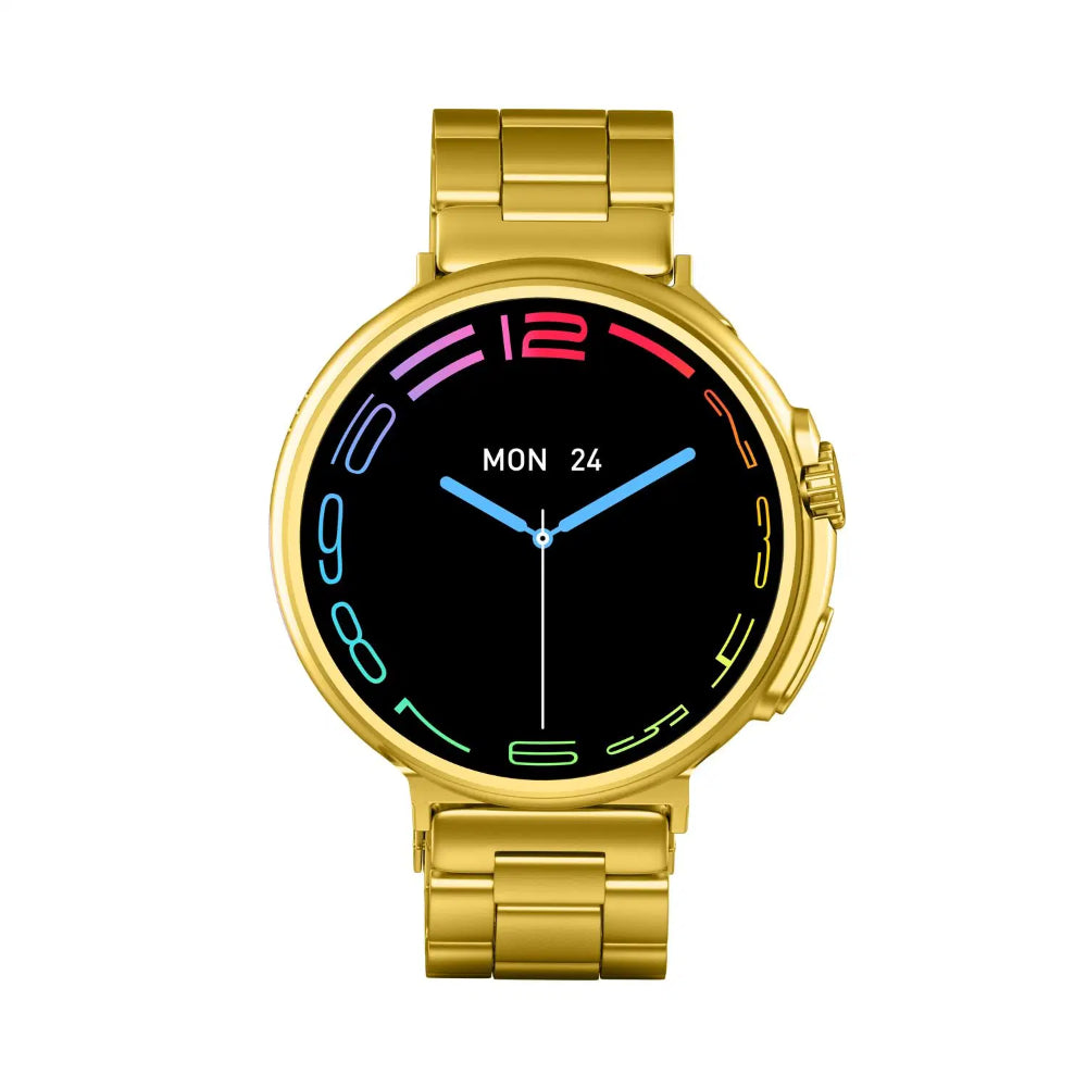 G10 Luxury 24K Gold Smart Watch – AMOLED Display, Stainless Steel Design, Heart Rate & Health Monitoring, Sports Fitness Tracker