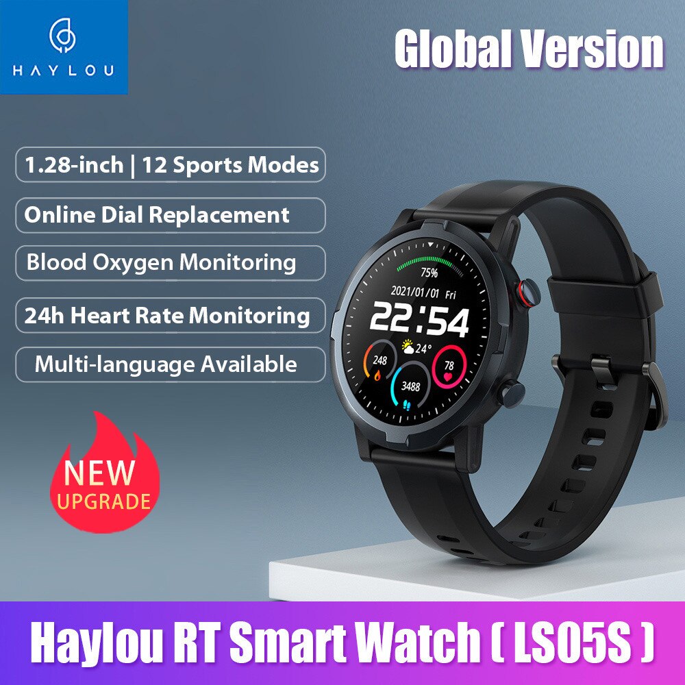 Haylou RT Solar LS05S (Solar 2) Smartwatch – 1.28” HD Display, Heart Rate Monitor, Sports Modes & Fitness Tracking