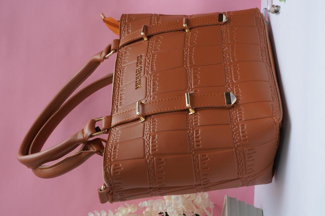 Women's PU Leather Plain Hand Bag – Brown