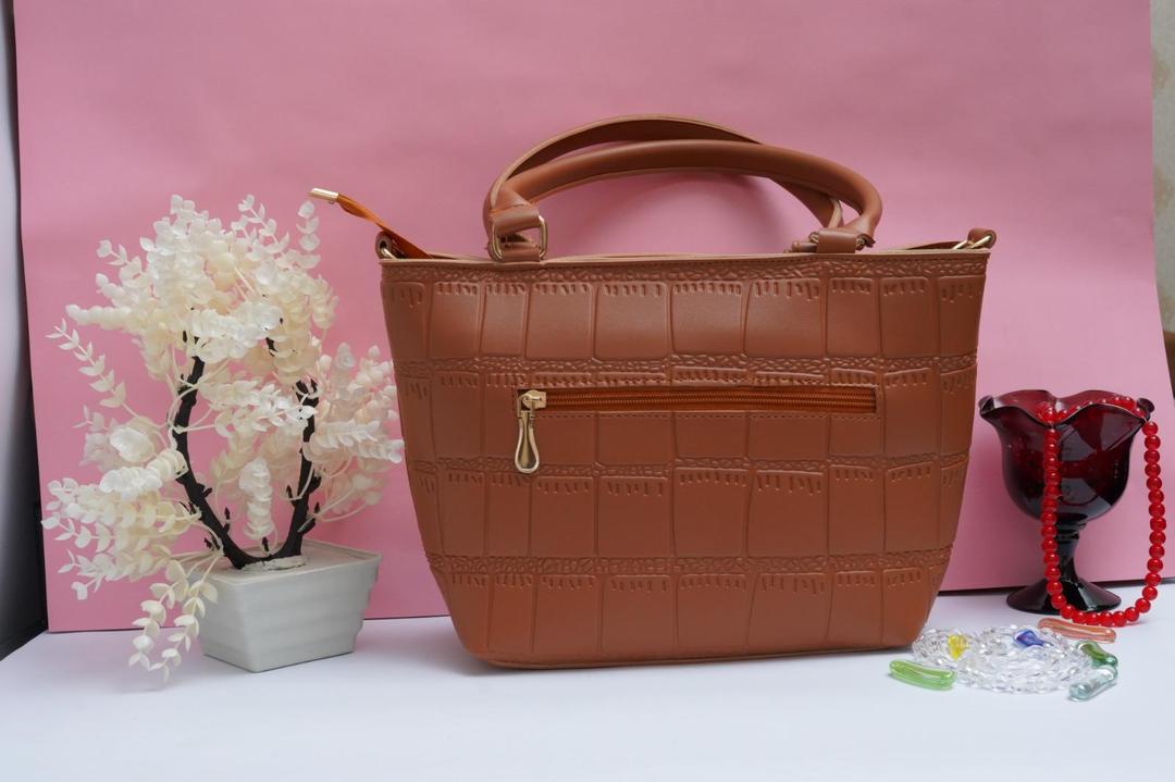 Women's PU Leather Plain Hand Bag – Brown