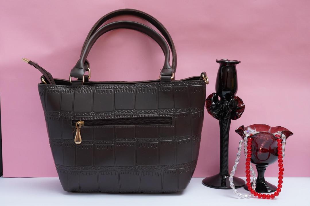 Women's PU Leather Plain Hand Bag – Brown