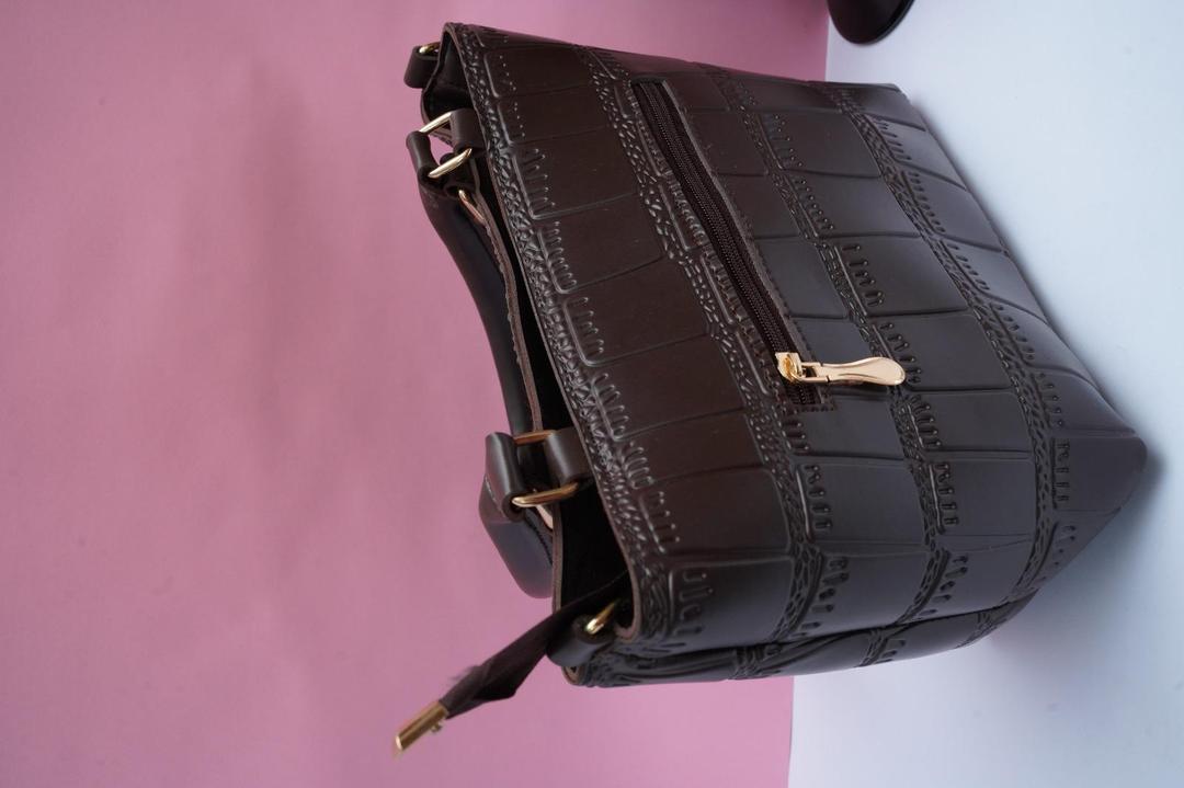 Women's PU Leather Plain Hand Bag – Brown