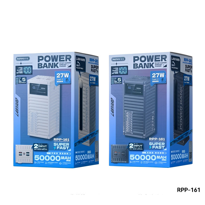 REMAX RPP-161 Container Series 50000mAh Power Bank – PD & QC Fast Charging with LED Display