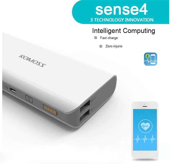 ROMOSS Sense 4 10400mAh Power Bank | External Battery Pack for Mobile Phones