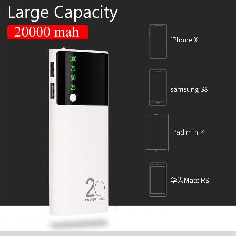 20000mAh Power Bank | LED Lighting Display | High Capacity Portable Charger