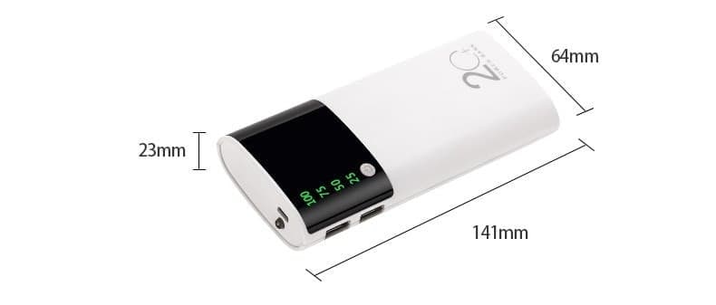 20000mAh Power Bank | LED Lighting Display | High Capacity Portable Charger