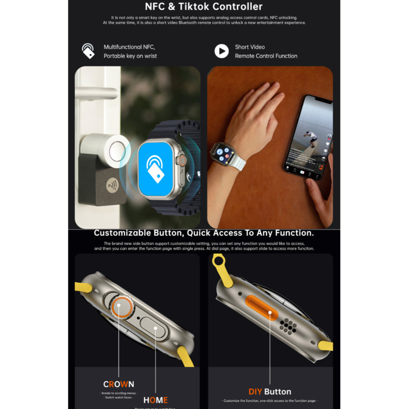 W800 Ultra Smartwatch – 2.01” Infinite Display | NFC | Bluetooth Calling | Series 8 Style Wearable