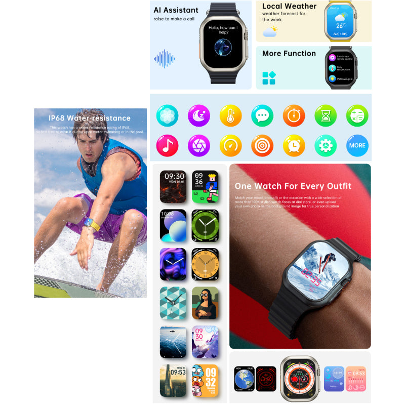 W800 Ultra Smartwatch – 2.01” Infinite Display | NFC | Bluetooth Calling | Series 8 Style Wearable