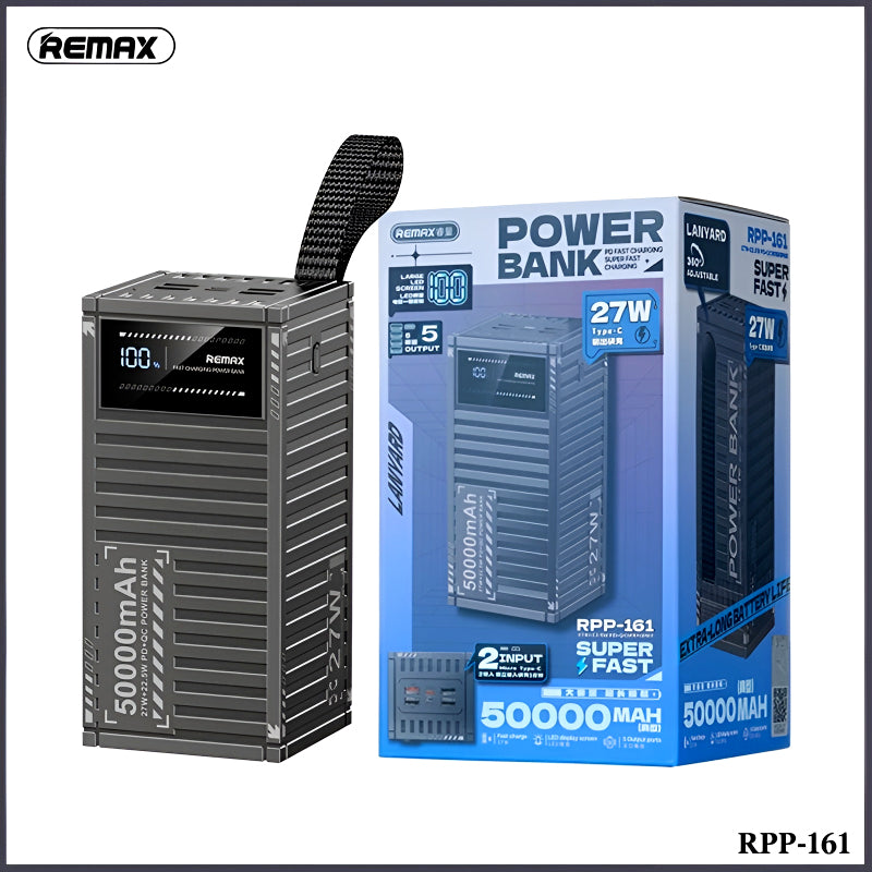 REMAX RPP-161 Container Series 50000mAh Power Bank – PD & QC Fast Charging with LED Display