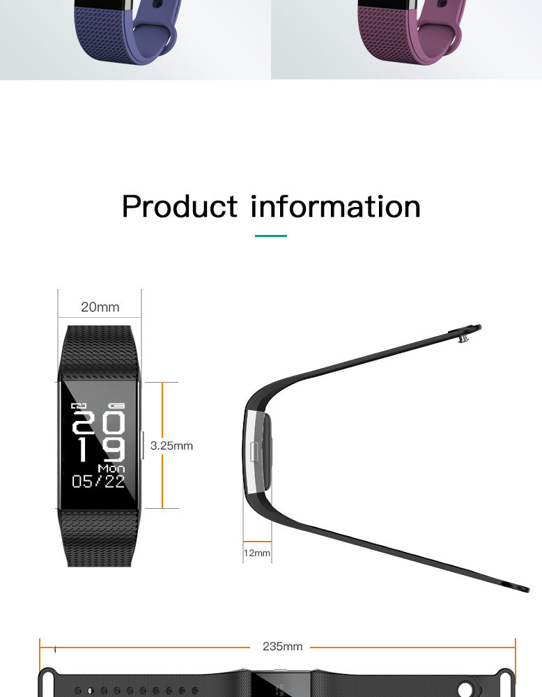 F2 Bluetooth Smart Fitness Tracker – Sleek Activity Bracelet with Heart Rate Monitor, Step Counter, Sleep Tracking for Android & iOS