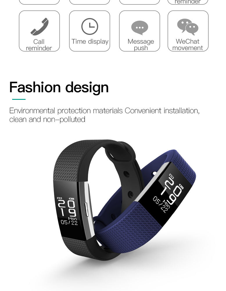 F2 Bluetooth Smart Fitness Tracker – Sleek Activity Bracelet with Heart Rate Monitor, Step Counter, Sleep Tracking for Android & iOS