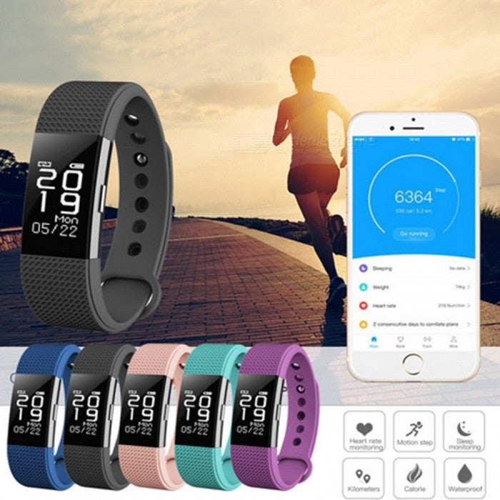 F2 Bluetooth Smart Fitness Tracker – Sleek Activity Bracelet with Heart Rate Monitor, Step Counter, Sleep Tracking for Android & iOS
