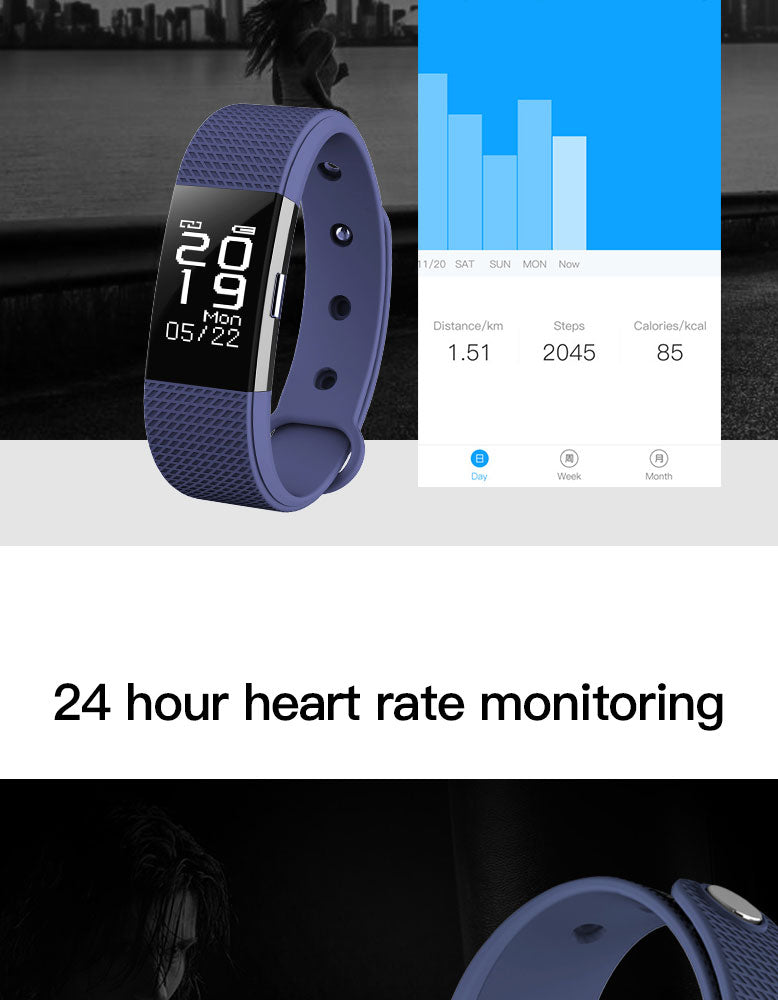 F2 Bluetooth Smart Fitness Tracker – Sleek Activity Bracelet with Heart Rate Monitor, Step Counter, Sleep Tracking for Android & iOS