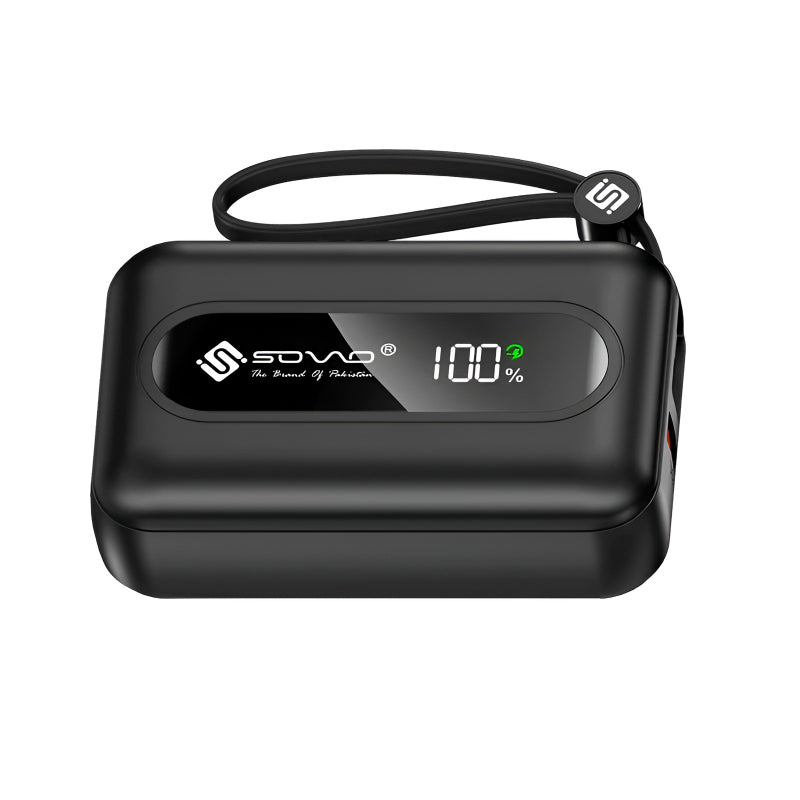 SOVO SPB-609 APEX Series Power Bank – 10000mAh Capacity, 22.5W Quick Charge, Built-in Cables, LED Display & Advanced Safety Features