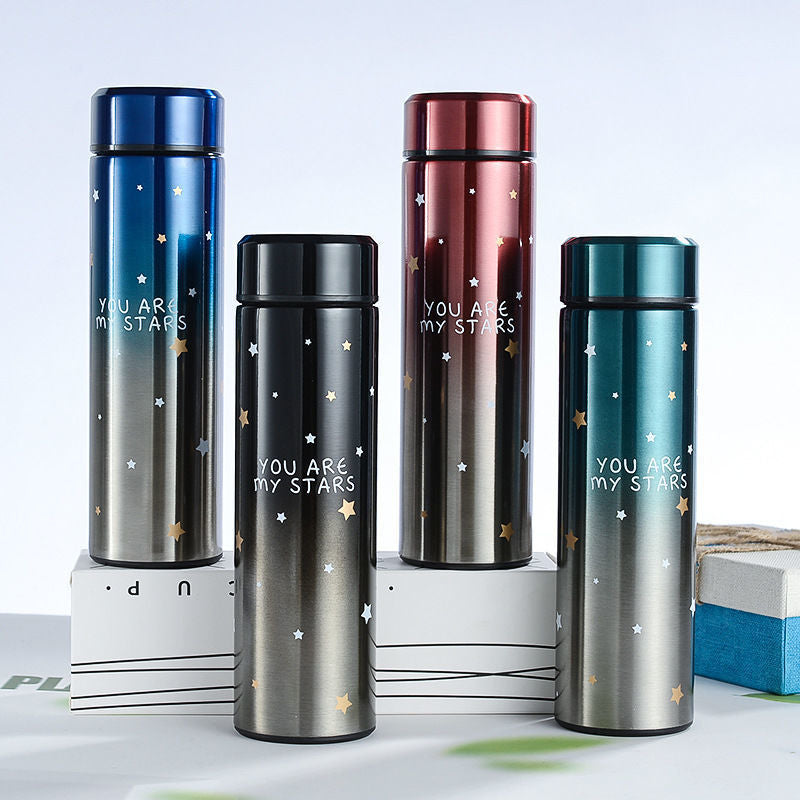 500ml Stainless Steel Starry Sky Gradient LED Temperature Display Thermos – Vacuum Insulated Bottle