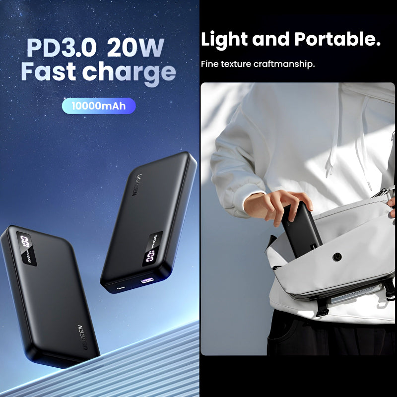 UGREEN PB311 10000mAh 20W Portable Power Bank – Two-Way Fast Charging & Advanced Safety