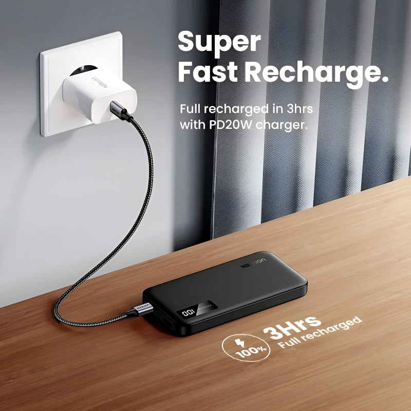 UGREEN PB311 10000mAh 20W Portable Power Bank – Two-Way Fast Charging & Advanced Safety