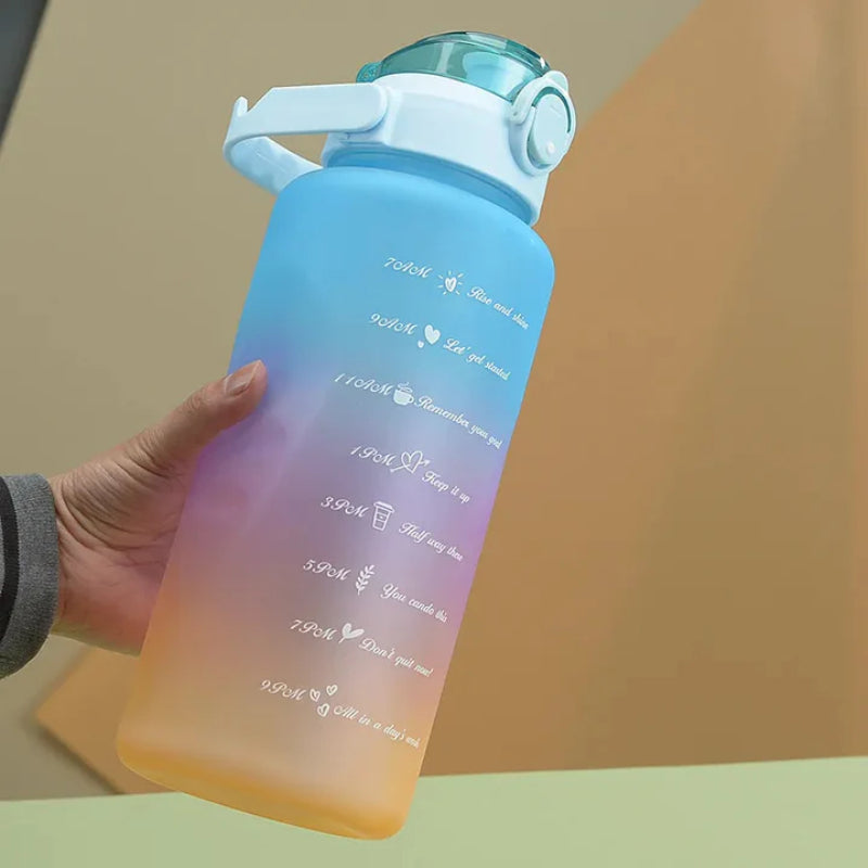 Set of 3 Leak-Proof Gradient Frosted Sports Water Bottles – Motivational Hydration Trio