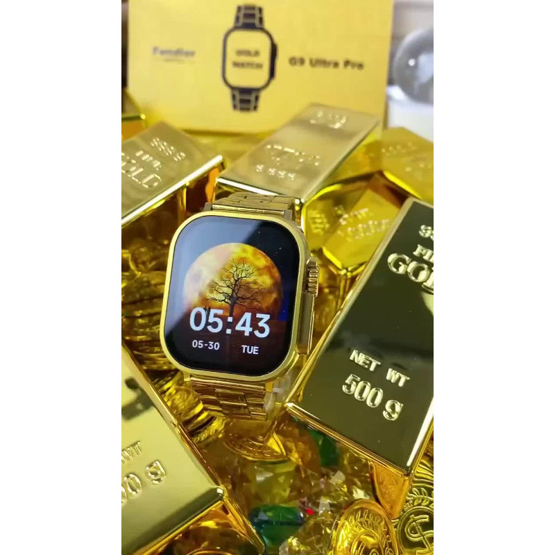 Fendior G9 Ultra Pro Series 8 – American Gold Edition Smart Watch with Bluetooth Calling, Fitness Tracking & 3 Extra Straps