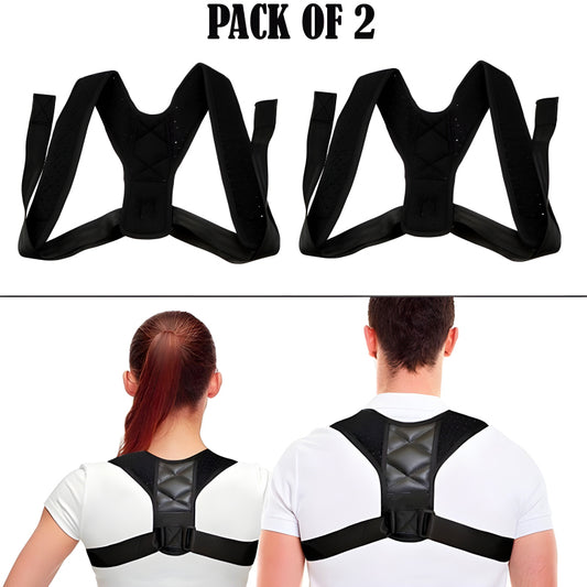Pack of 2 Adjustable Posture Corrector Belts – Back & Shoulder Support