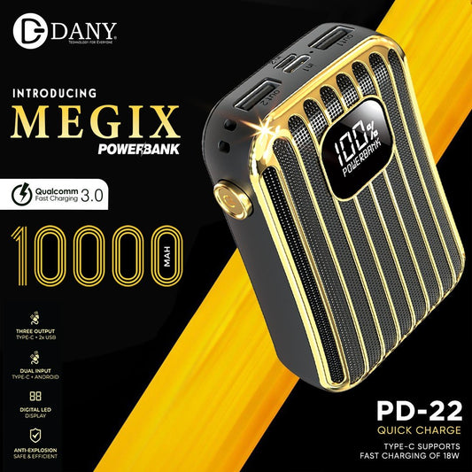 10000mAh Danny Magix Power Bank | QUALCOMM Quick Charge 3.0 | Fast & Efficient Charging