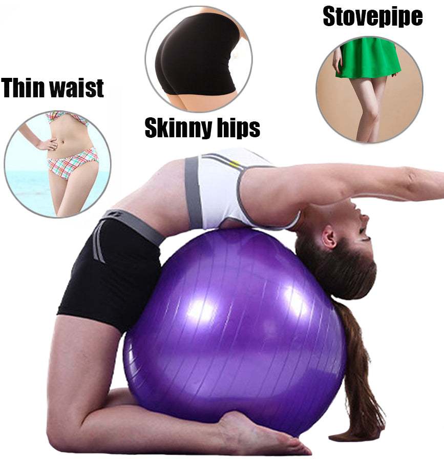 Yoga Ball Pilates Exercise Ball – Indoor Balance & Fitness Training with Pump