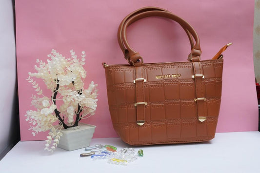 Women's PU Leather Plain Hand Bag – Brown