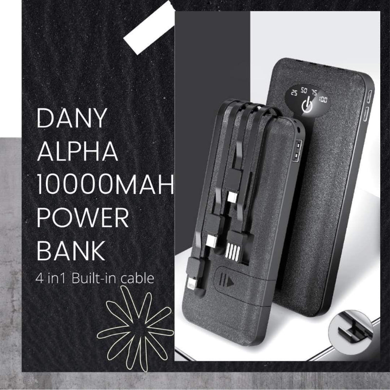 Alpha X-200 10000mAh Power Bank | Phone Holder, LED Display & 2x Torch Lights