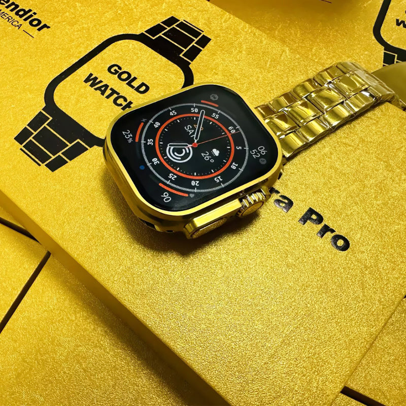 Fendior G9 Ultra Pro Series 8 – American Gold Edition Smart Watch with Bluetooth Calling, Fitness Tracking & 3 Extra Straps