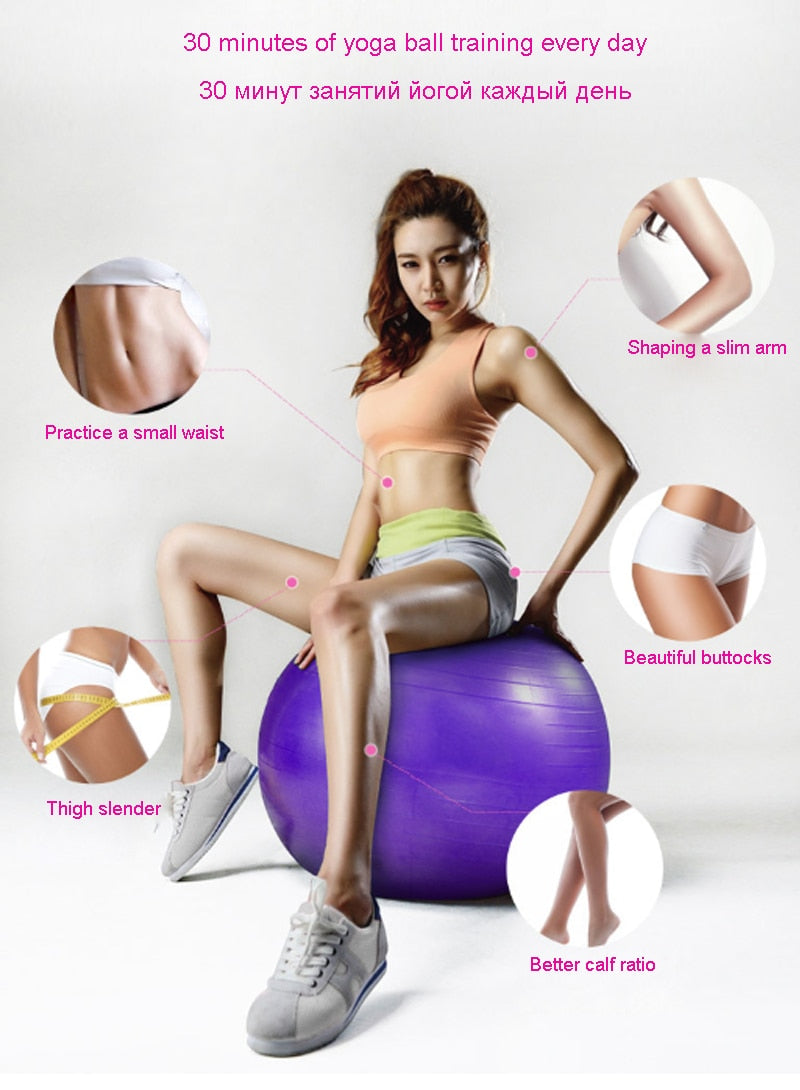 Yoga Ball Pilates Exercise Ball – Indoor Balance & Fitness Training with Pump