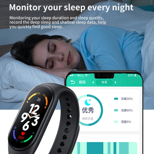 M7 Smart Fitness Band – IP67 Waterproof Activity Tracker with Heart Rate Monitor, Sleep Tracking & Multi-Sport Modes