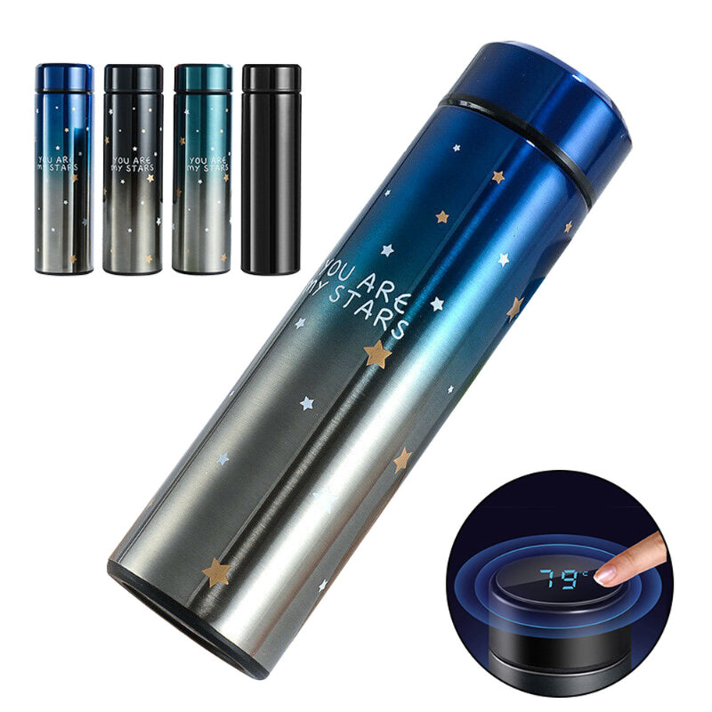 500ml Stainless Steel Starry Sky Gradient LED Temperature Display Thermos – Vacuum Insulated Bottle