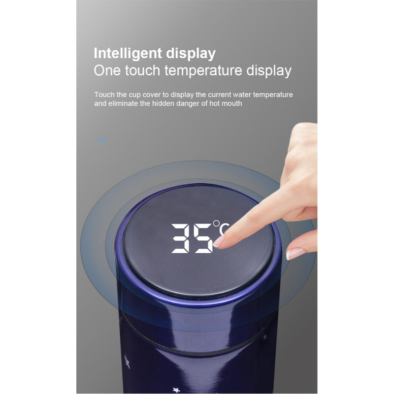500ml Stainless Steel Starry Sky Gradient LED Temperature Display Thermos – Vacuum Insulated Bottle