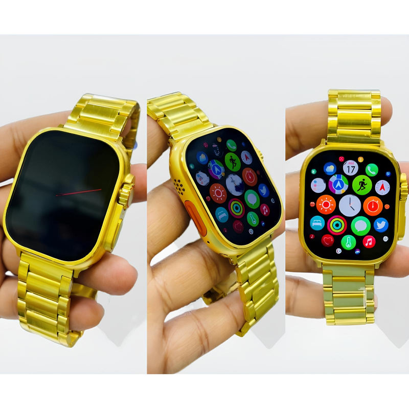 Fendior G9 Ultra Pro Series 8 – American Gold Edition Smart Watch with Bluetooth Calling, Fitness Tracking & 3 Extra Straps