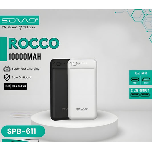 SOVO SPB-611 ROCCO 10,000mAh Ultra-Thin Polymer Portable Charger Power Bank