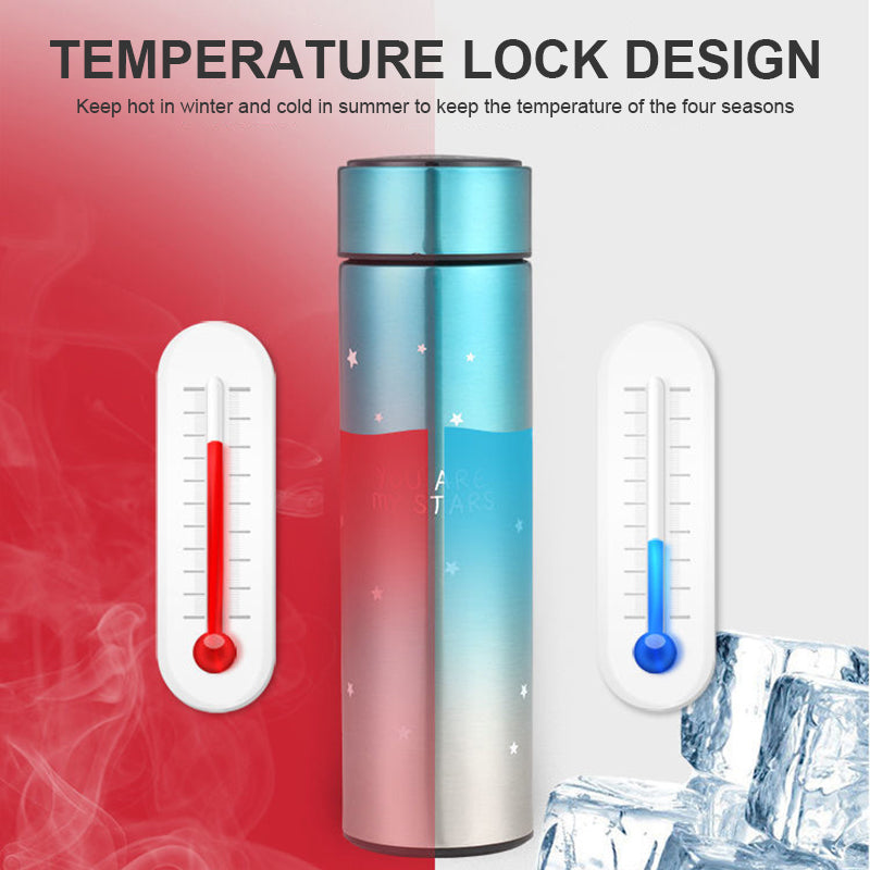 500ml Stainless Steel Starry Sky Gradient LED Temperature Display Thermos – Vacuum Insulated Bottle