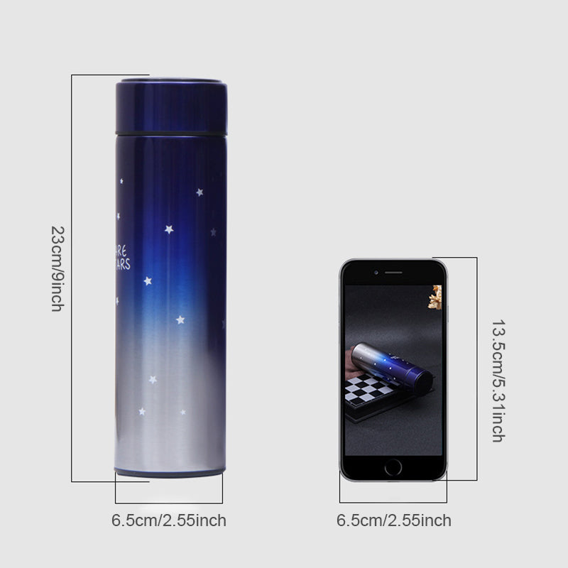 500ml Stainless Steel Starry Sky Gradient LED Temperature Display Thermos – Vacuum Insulated Bottle